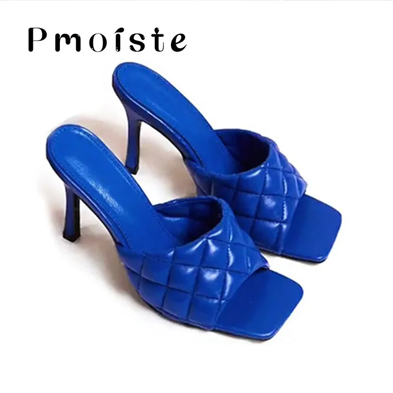 High Heels Sandals Women summer shoes 2020 PU Leather Sandal Ladies shoes Plaid Brand Female slides Superstar