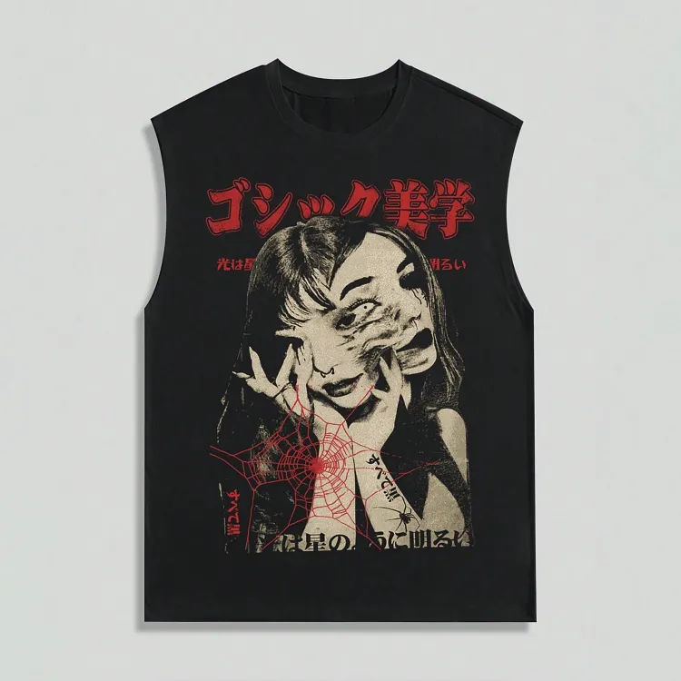 Men's Fashionable Japanese Tokyo Character Pattern Vest Tank Top