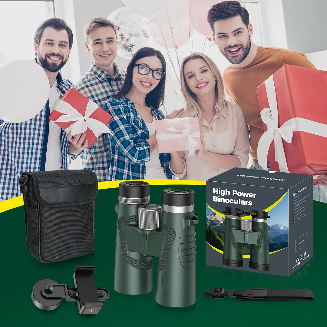 HD Binoculars for Adults, Lightweight Waterproof, High Powered with Upgraded Phone Adapter (green)