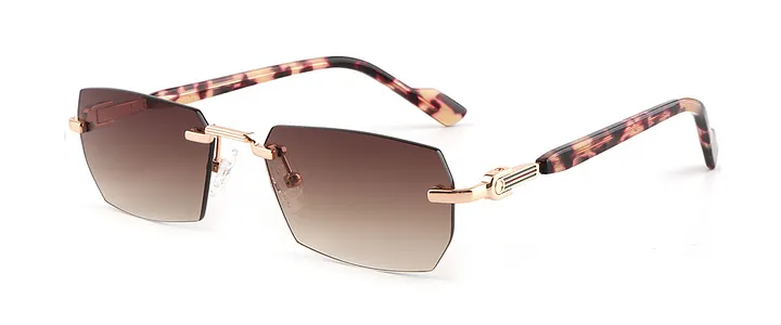 BMS1591 Women Rimless Rectangle Sunglasses Gradient Color  display picture 2