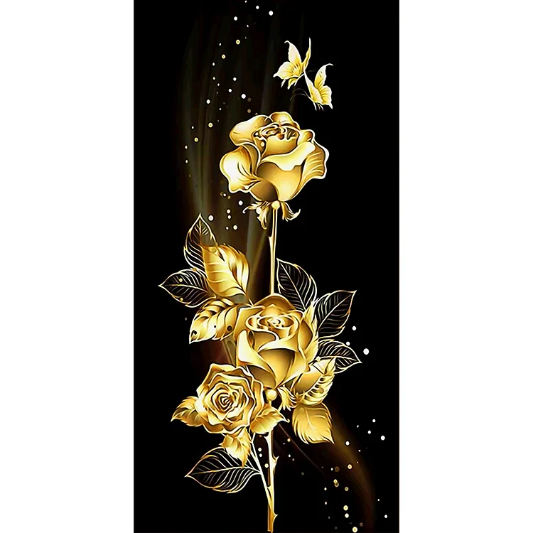 DIY Diamond Painting Golden Flower Full Round Rhinestone Picture Home  Decor-389695