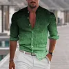 Men's Shirt Gray 3D Print Outdoor Street Long Sleeve Button-Down Print Casual Breathable by Inlyline
