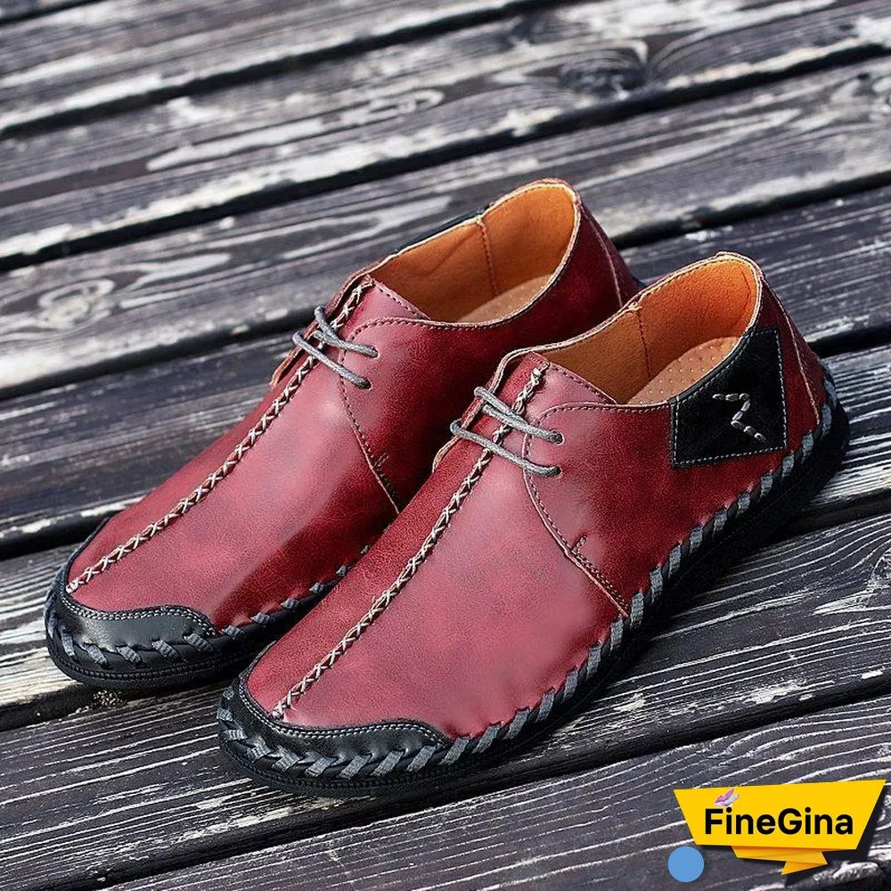 Men Casual Cow Leather Light Comfortable Split Leather Flats Shoes