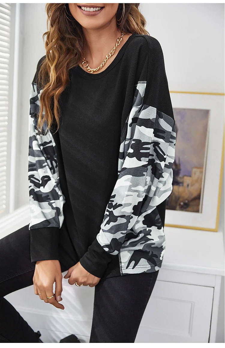Floral Printed Paneled Loose Doll Sleeve Blouse Top