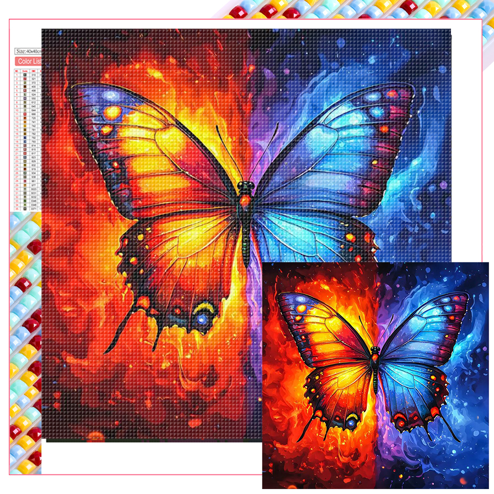 Ice And Fire Butterfly 40*40cm(picture) full square drill diamond painting