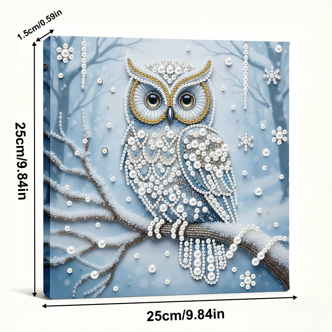 Owl - DIY Pearl Diamond Art Kit With Frame 25*25cm