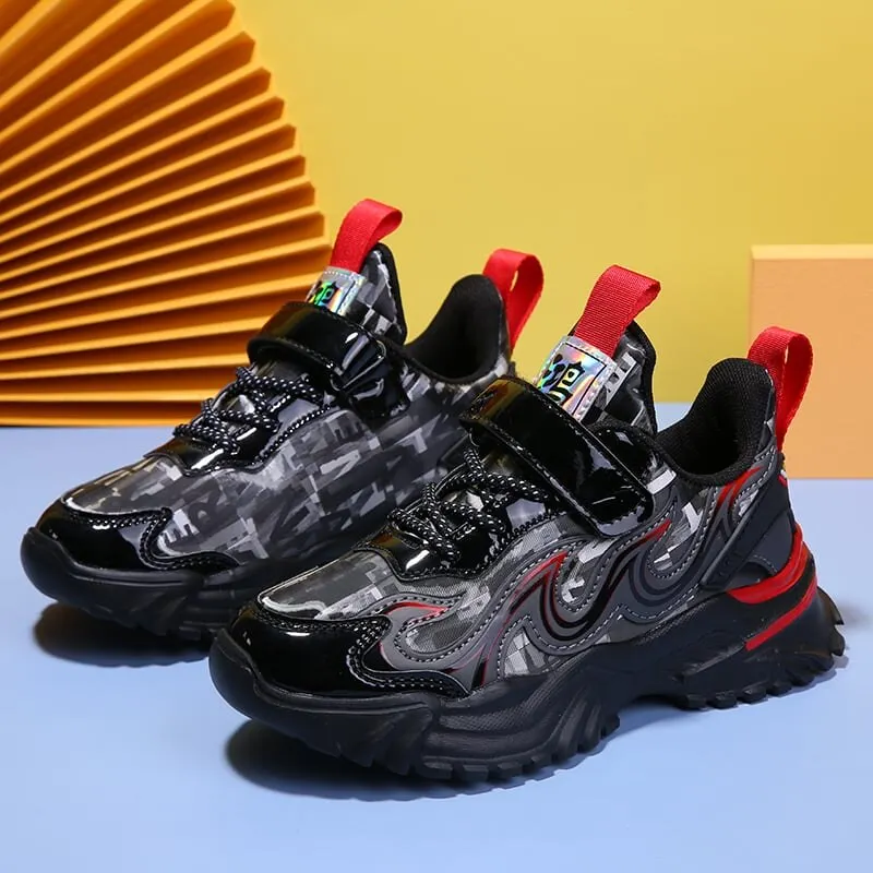 Autumn Kids Sport Shoes For Boy Girl Running Sneakers Mecha Cartoons Children's Waterproof Leather Shoes Platform Light Casual S