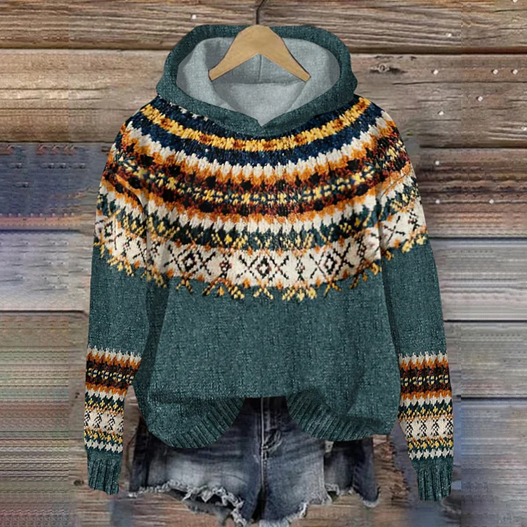 Comstylish Vintage Geometry Pattern Warm Comfy Sweater