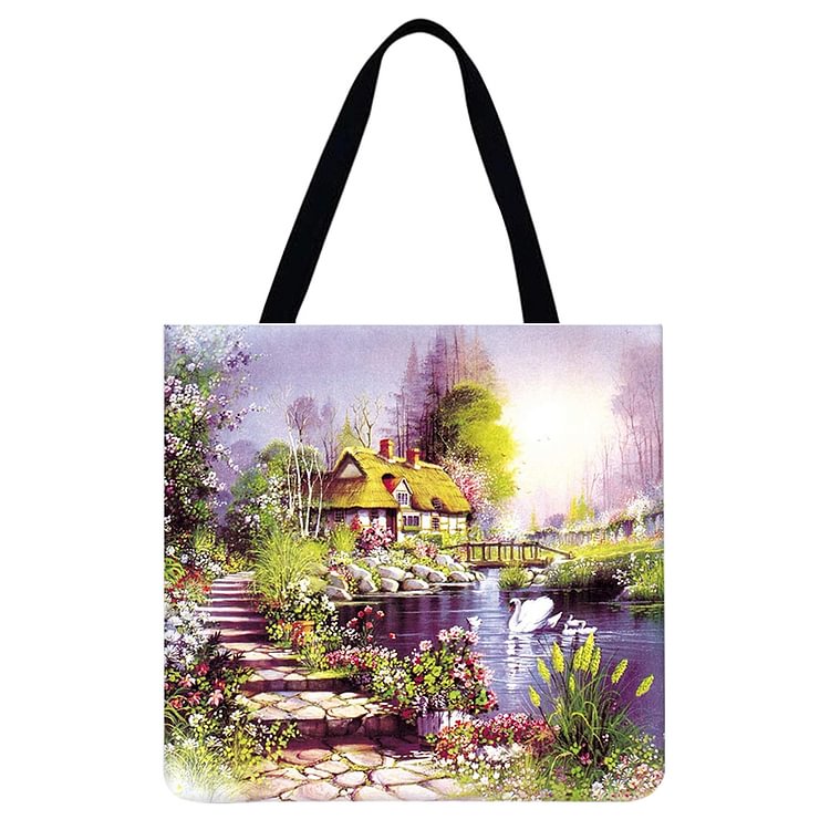 Manor Landscape - Linen Tote Bag