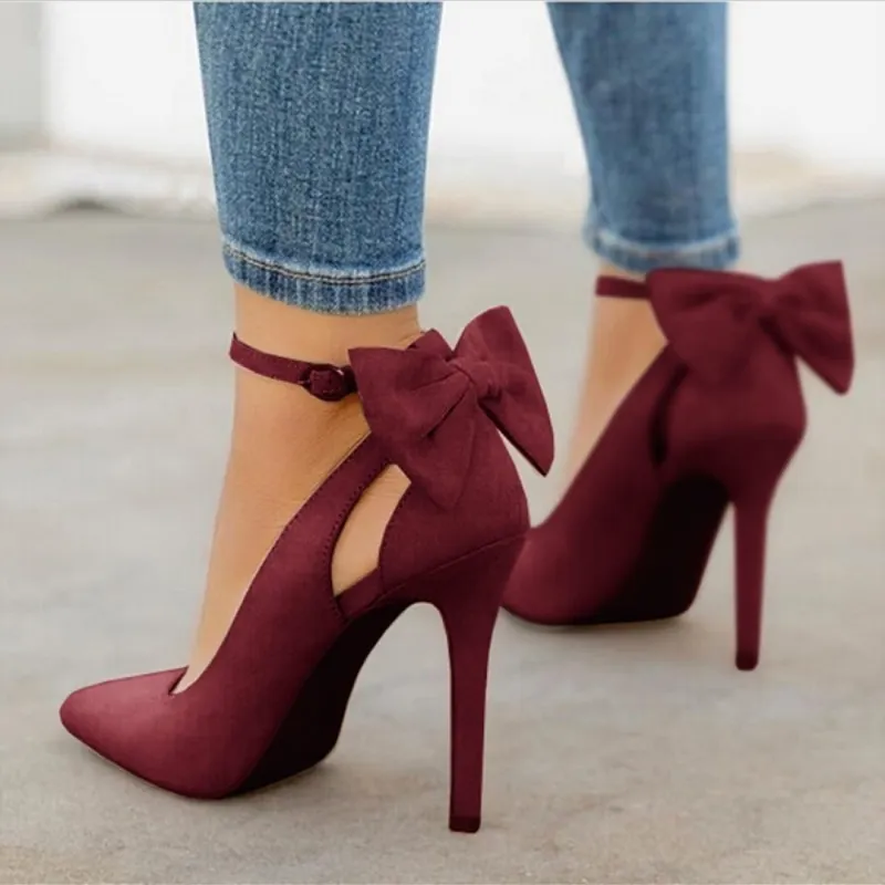 2022 Bow Pumps Women High Heels Pointed Toe Stiletto Pumps Sexy Party Woman Black Wedding Shoes Zapatos Mujer Dropshipping