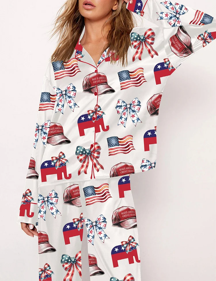 Women's Ameica Coquette Bow Pajama Set