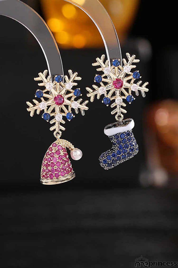 Zircon Snowflake Hat Boots Earrings