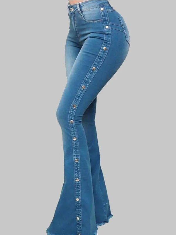 Women's Stretch Flare Leg High Waisted Jeans Pants