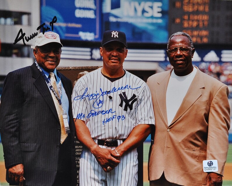 REGGIE JACKSON & WILLIE Mays Signed Photo Poster painting x2Baseball H O F wcoa