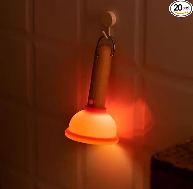 SMART RICE Plunger Night Light,Funny lamp，echargeable led Flashlight，Wooden Bar Silicone ，Cute Plunger， 30-Min Timer, One-Button Control, Weird Lamps，Funny Gift，Cool Gift！