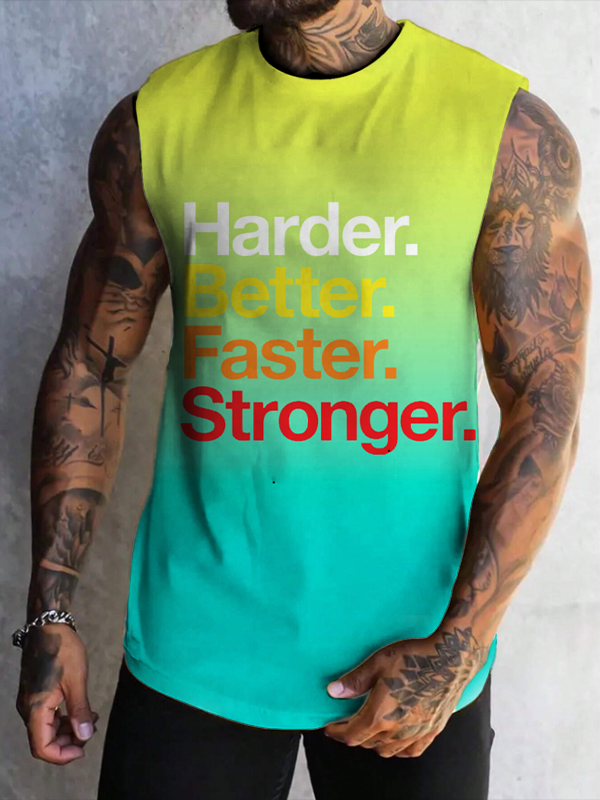 Men's Harder Better Faster Stronger Gradient Art Print Tank Top