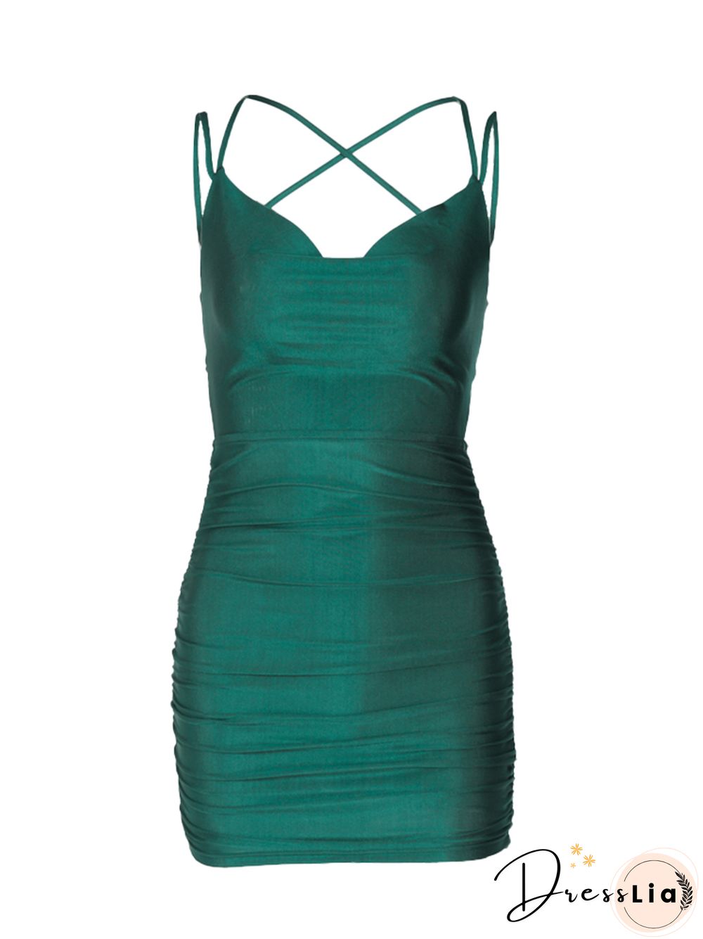 Solid Ruched Sexy Y2k Women Strap Mini Dress Lace Up Backless Bodycon Bandage Party Elegant Club Streetwear Summer Slim