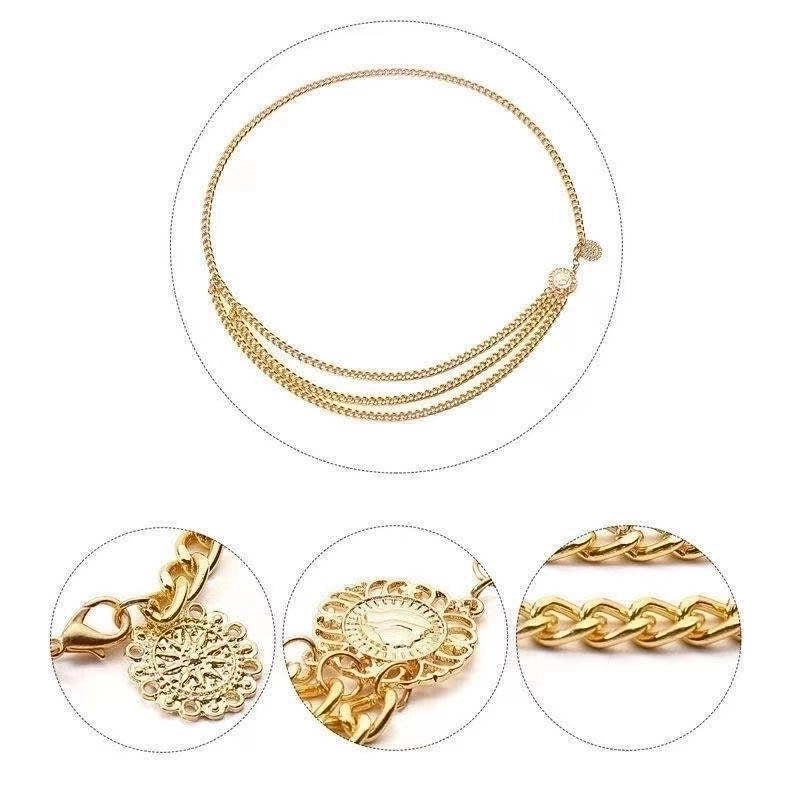 Ethnic Style Round Star Imitation Pearl Metal Tassel Women's Chain Belts2