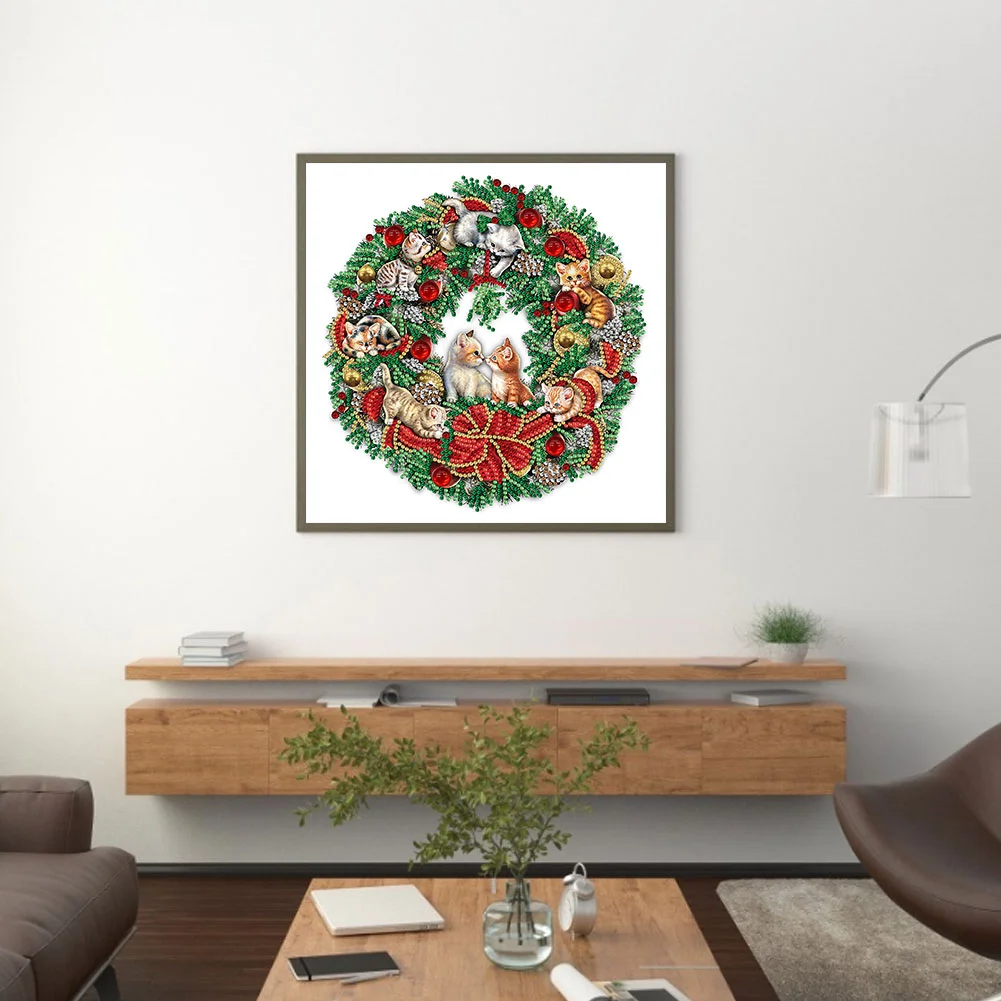 Diamond Painting - Partial Special Shaped Drill - Christmas Wreath(30*30cm)