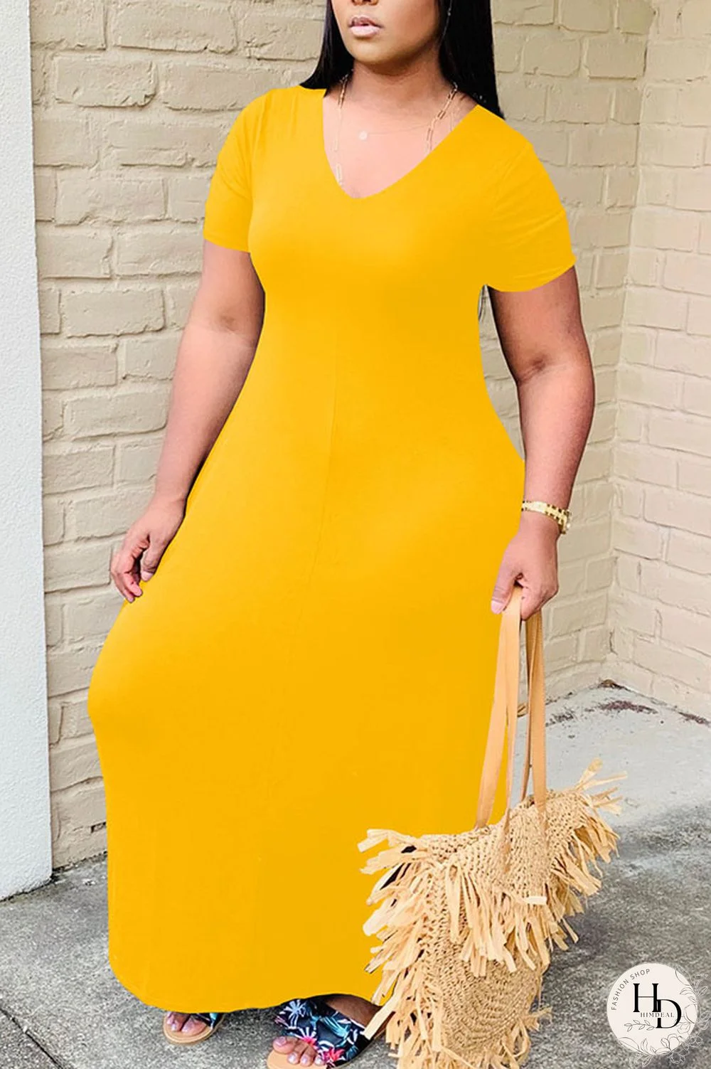 Wine Red Polyester Fashion Casual Black Grey Pink Yellow Wine Red Royal blue Cap Sleeve Short Sleeves V Neck Swagger Ankle-Length Solid Dresses