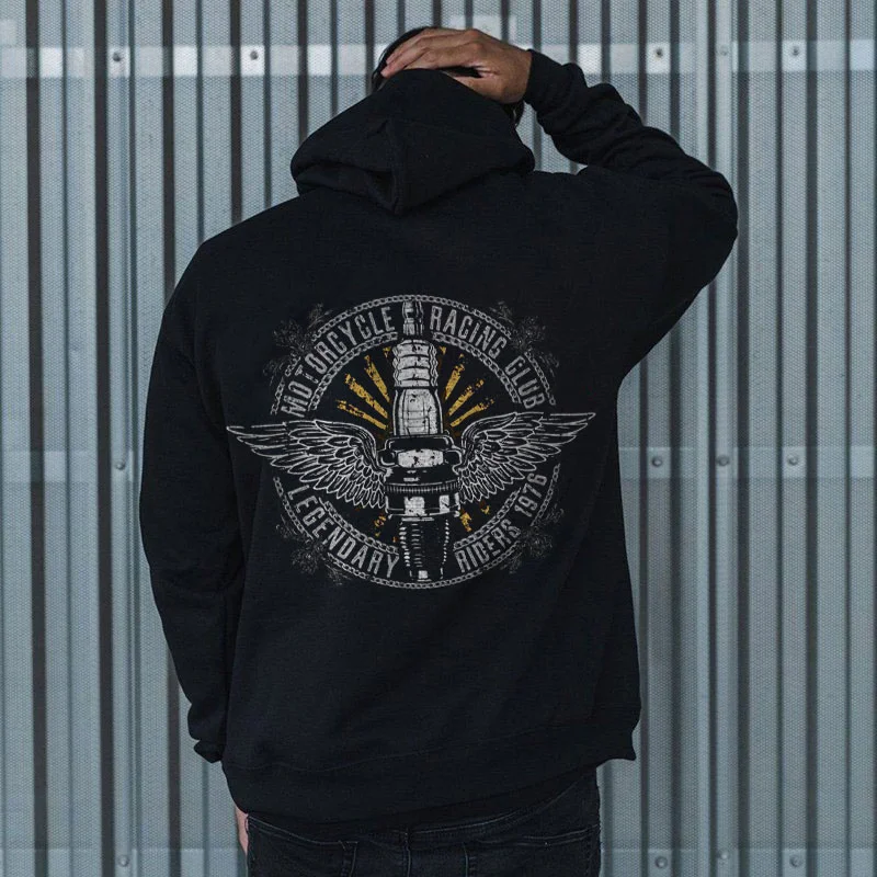 MOTORCYCLE RACING CLUB LEGENDARY RIDER Graphic Black Print Hoodie