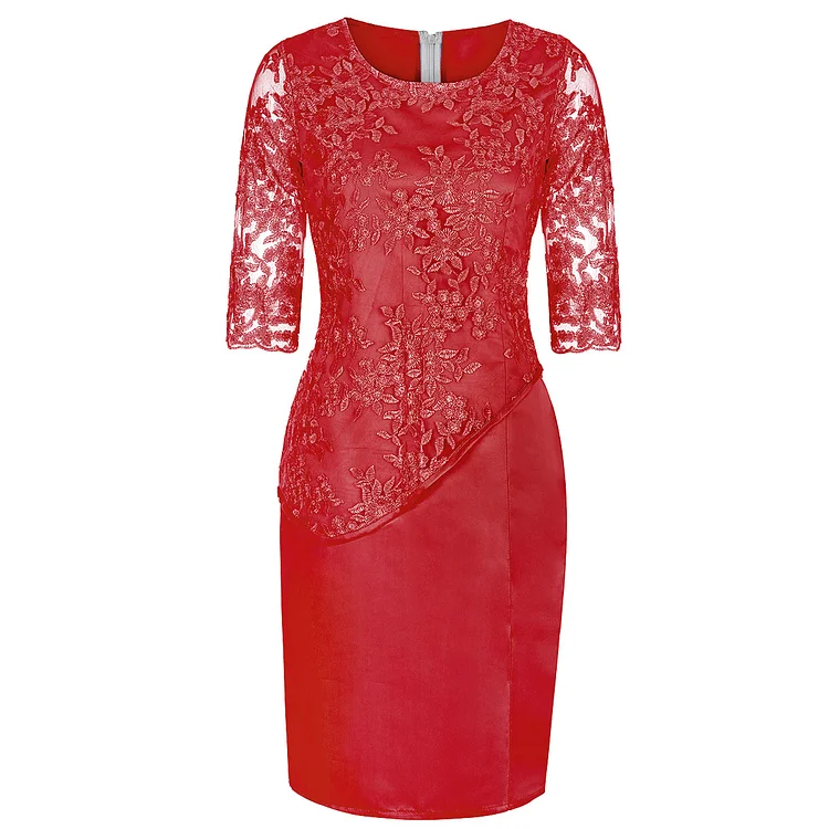 Plus Size Women's Dress Embroidered Floral Lace Cocktail Party Dress Mother of the Bride Dress