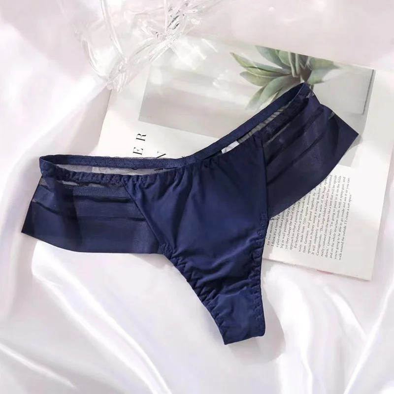 Uveng Uveng Ice Silk Splicing Lace Thong Strip Stripe One-Striped Sports Fitness High-Ply Pick-Up-Up T-Pants