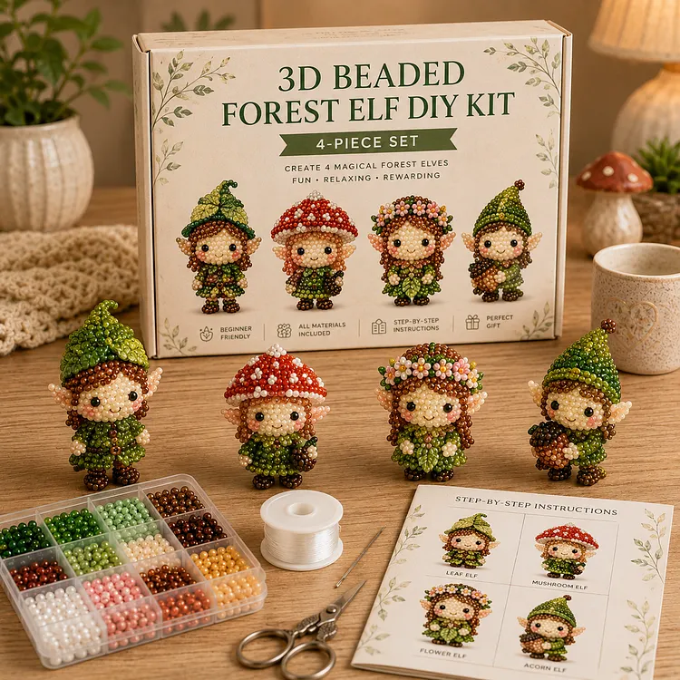 3D Beaded Magical Elf DIY Kit &ndash; Cute Fantasy Craft Collectibles