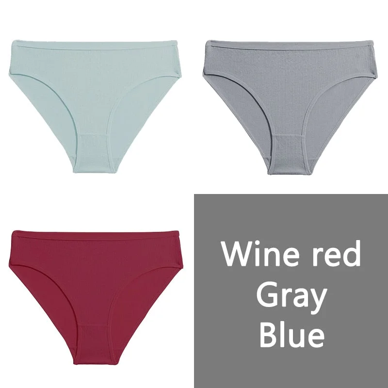 FINETOO S-XL Cotton Panties Women Low-rise Briefs Underpants Ladies Comfortable Underwear Fashion Jacquard Panty Lingerie 3Pcs