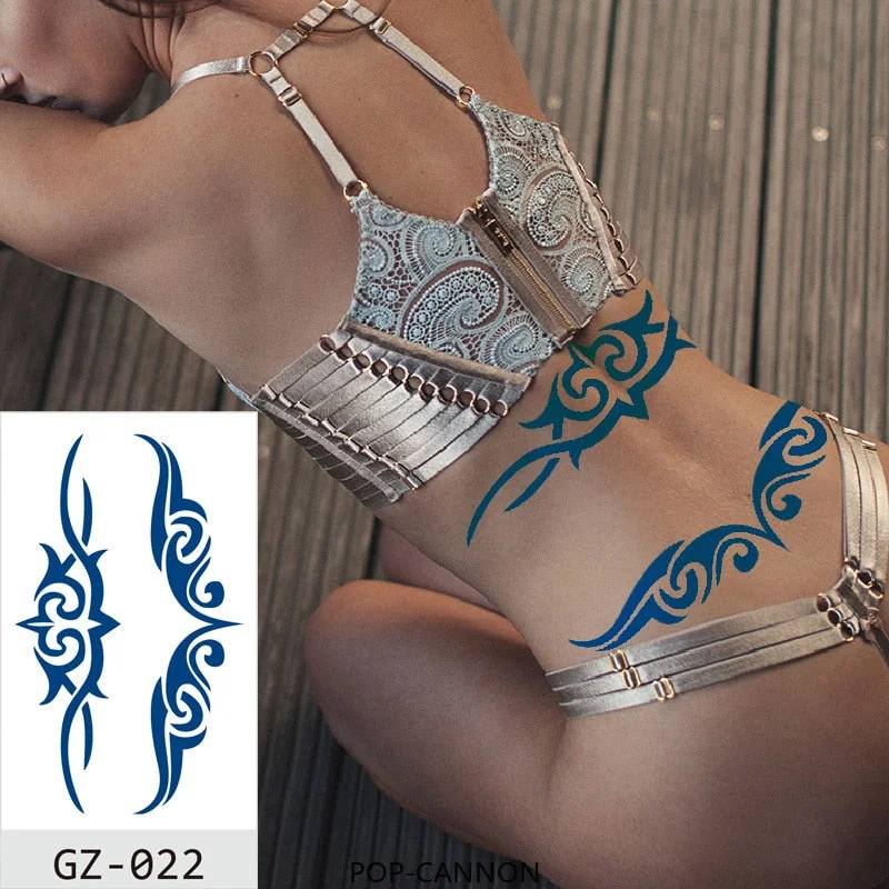 Temporary Tattoos Stickers Geometry Flower Snake Scorpion Juice Ink Lasting Waterproof Arm Chest Waist Hip Realistic Fake Tatoo