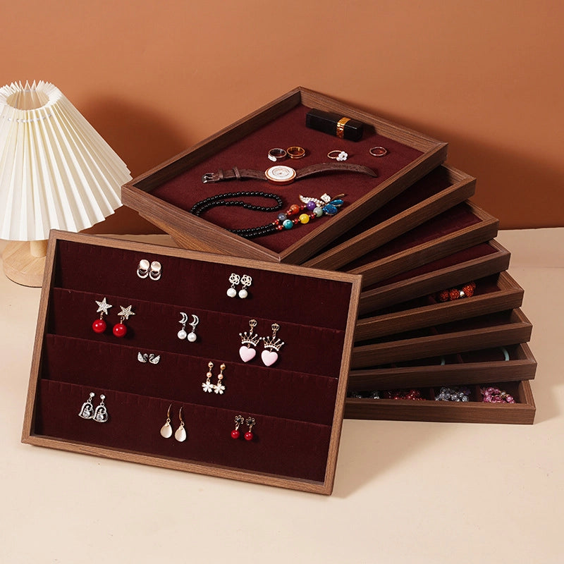 1 Piece Walnut Retro Solid Color Jewelry Display