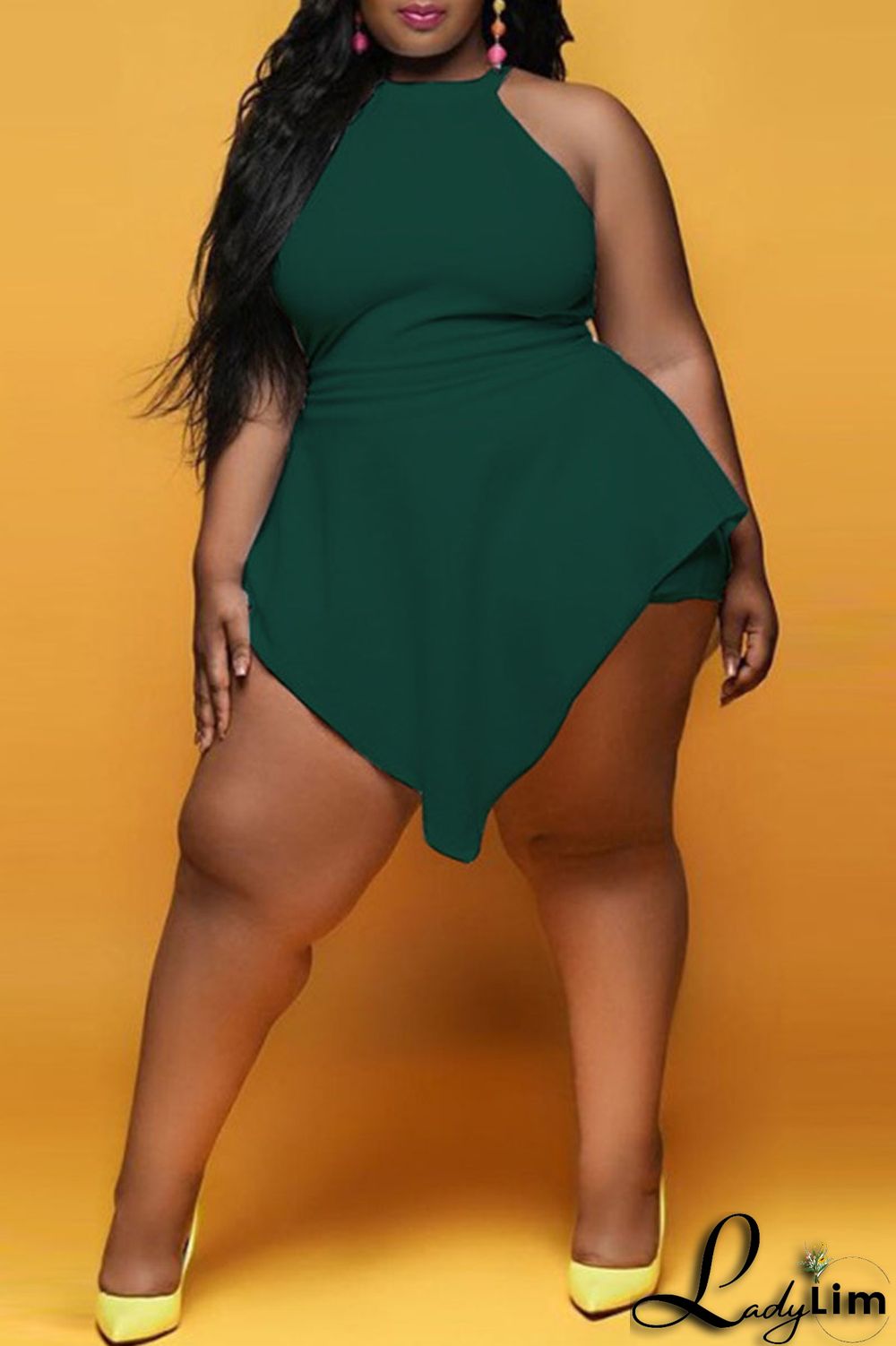 White Fashion Casual Solid Split Joint Asymmetrical O Neck Plus Size Romper