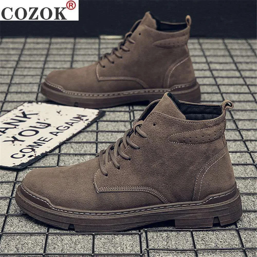 Warm Winter Men Boots Velvet Leather Ankle Boot Mens Winter Work Shoes Men's Military Fur Snow Boots for Male Footwear