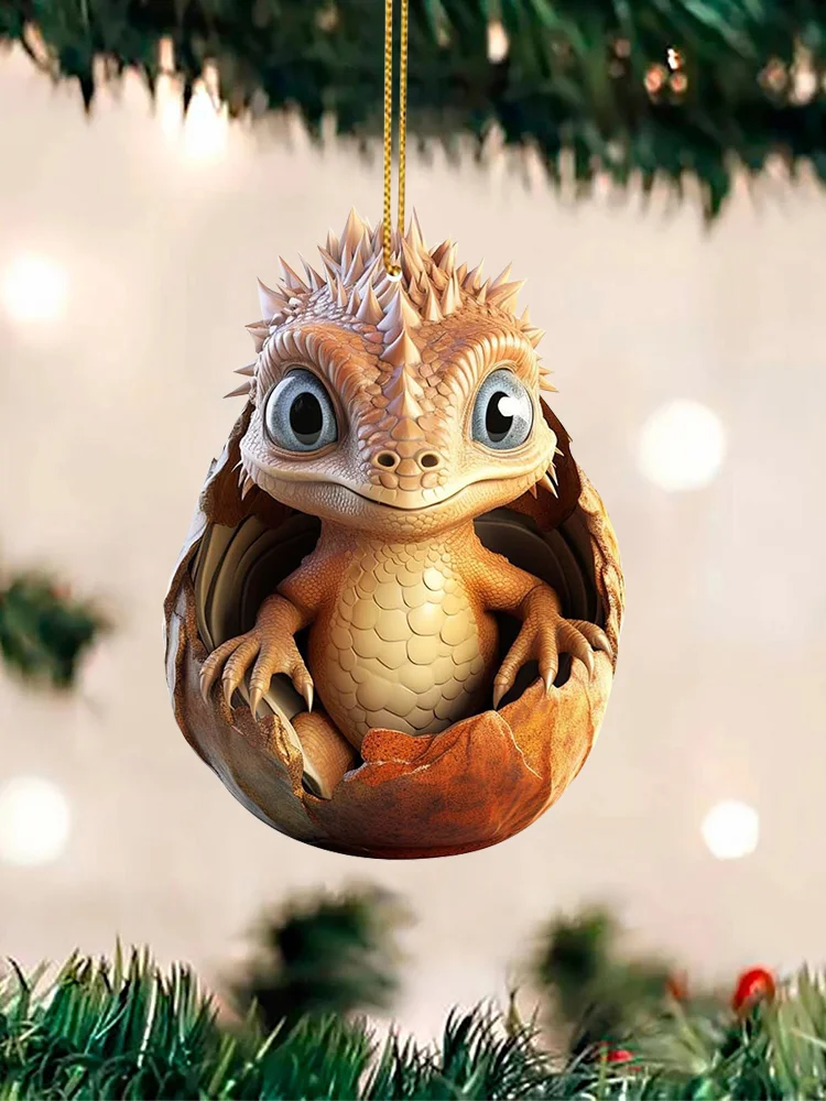 Christmas Dragon Baby Egg Ornaments Acrylic Dragon Egg Pendants for Car Backpack