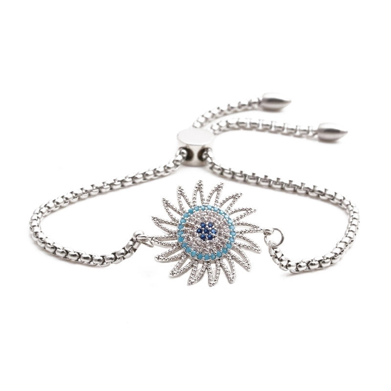 Stainless Steel Chain Sun Flower Ladies Adjustable Bracelet