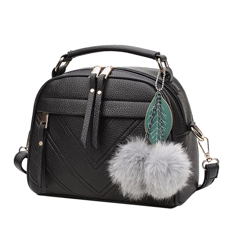 PU Leather Handbag For Women Girl Fashion Messenger Bags With Ball Toy Bolsa Female Shoulder Bags Ladies Party Handbags