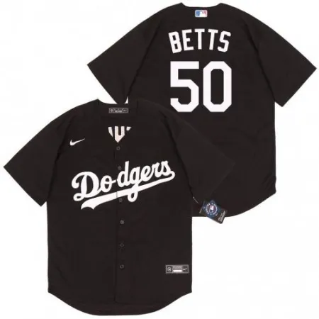Men's Los Angeles Dodgers #50 Mookie Betts Black Cool Base Stitched Jersey Y1WT