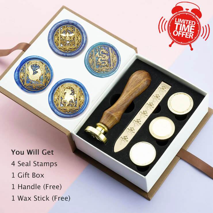 Premium Wax Stamp Seal Gift Set Stationery Gift Set Wax Stamp Seal Kit  Stationery Box Wood Box Blank Wax Stamp Seal Dried Petals 