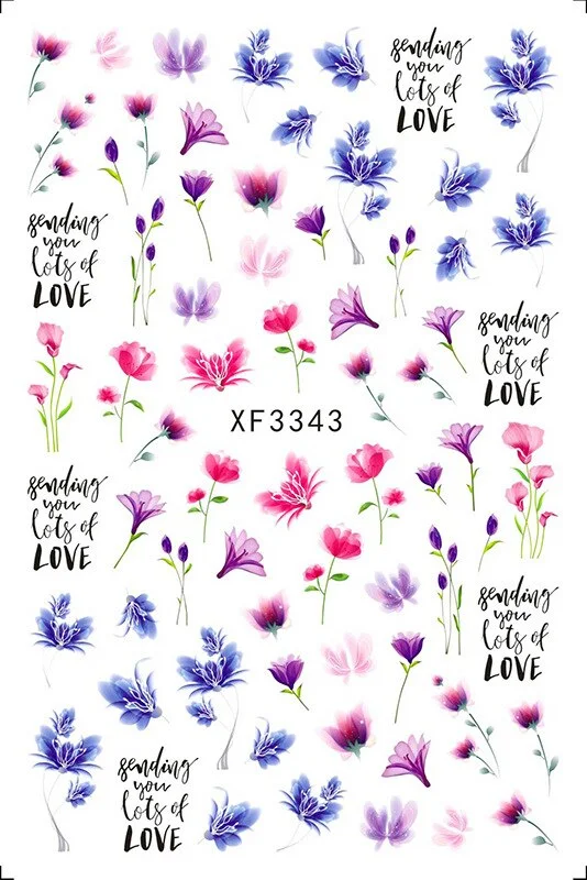 3D Nail Sticker Flowers Leaves Abstract Floral Decals And Sticker Nail Foils Slider Nail Art Decals Manicure Nails Accesories-Nail Inspo