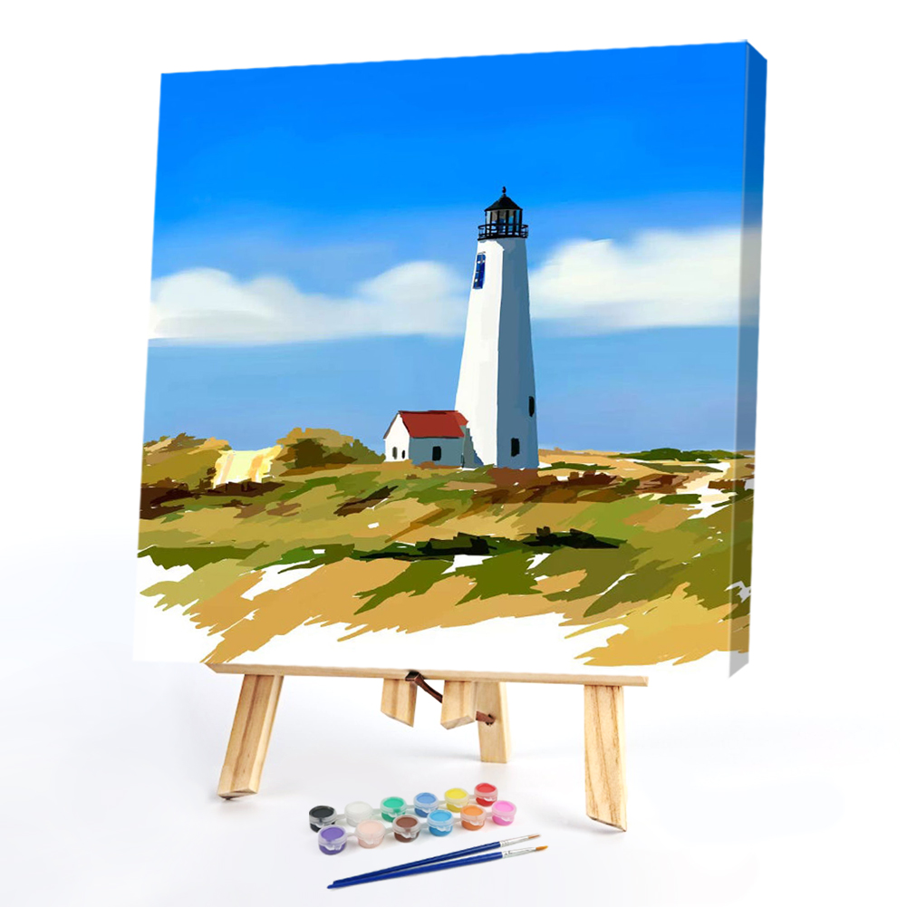 

20*20CM - Paint By Numbers - Lighthouse and House, 501 Original