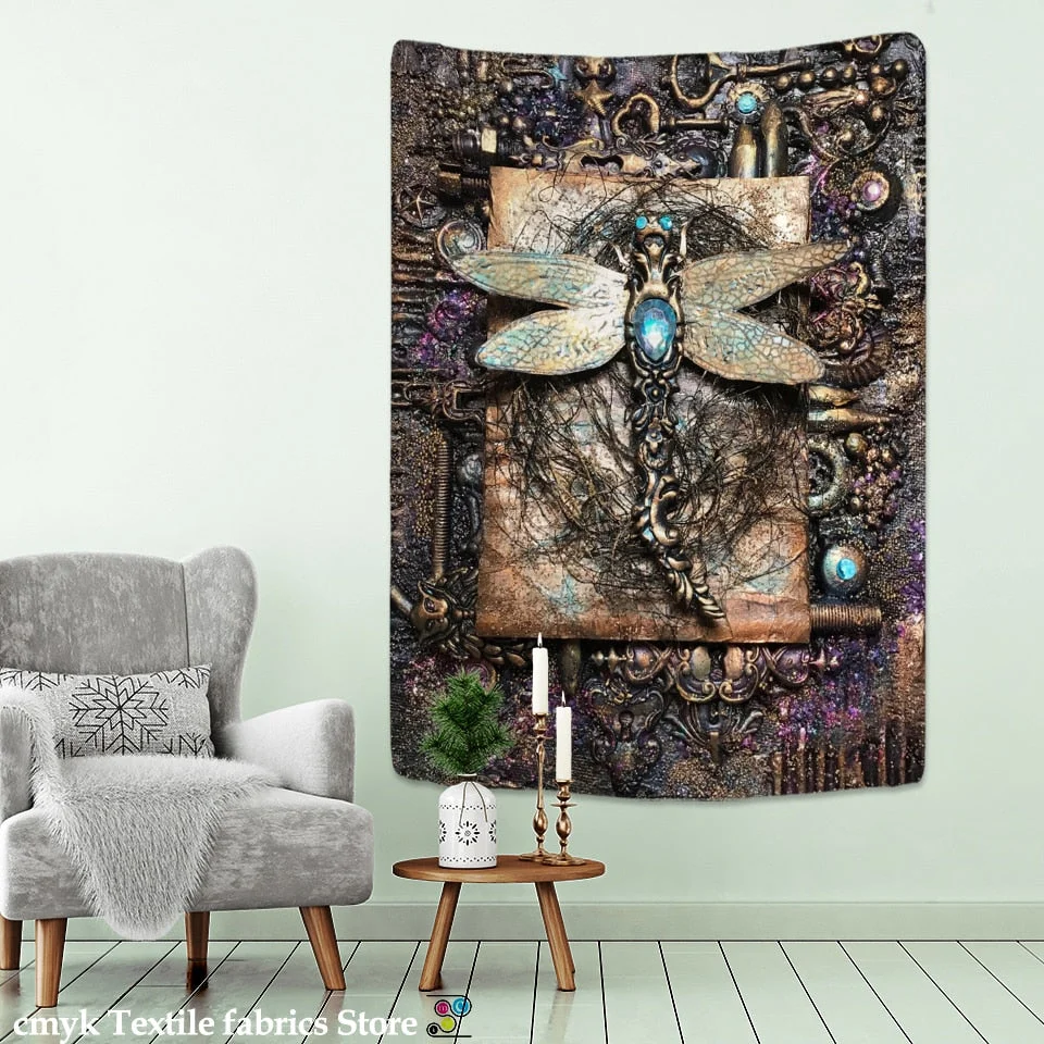 Colorful Human Face Tarot Card Tapestry Wall Hanging Relief Psychedelic Witchcraft Grim Reaper Tapiz Hippie Home Decor