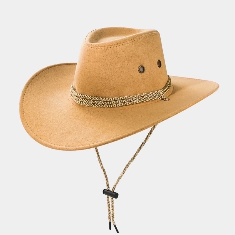 Cowboy Fedora Hat Big Brim Cowboy Hat Suede Outdoor Sun Hat Men’s Riding Hat