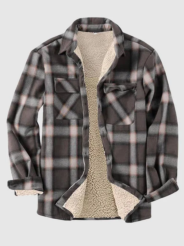 Men's Vintage Plaid Fleece-lined Warm Shirt Jacket