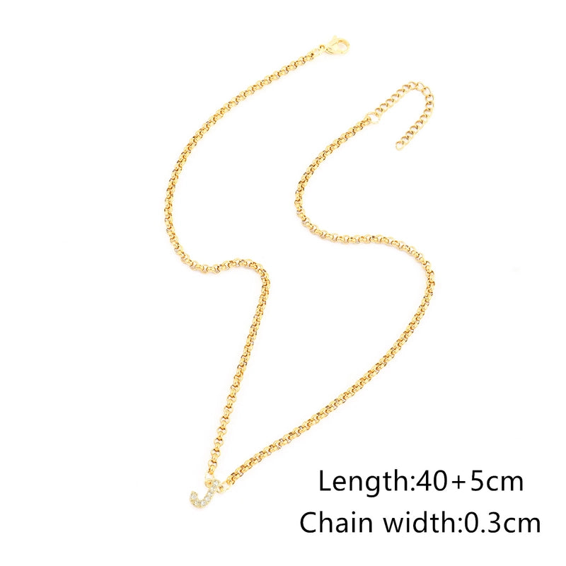 Minimalist Classic Style Letter 201 Stainless Steel Copper Zircon Women’s Pendant Necklace Men Pendant Necklaces