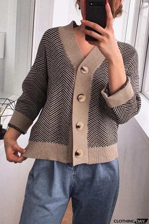 Stripe Button Cardigan