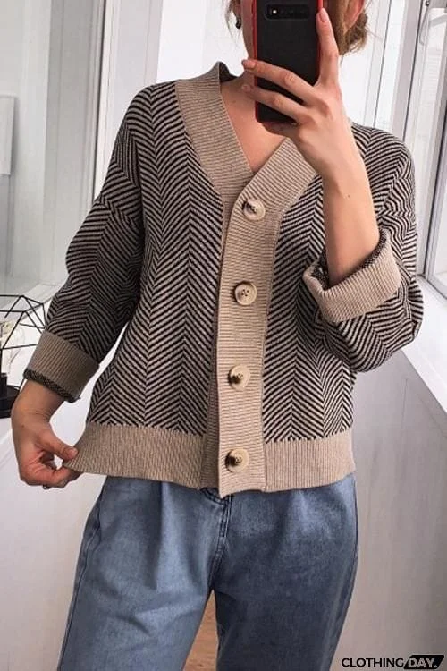 Stripe Button Cardigan
