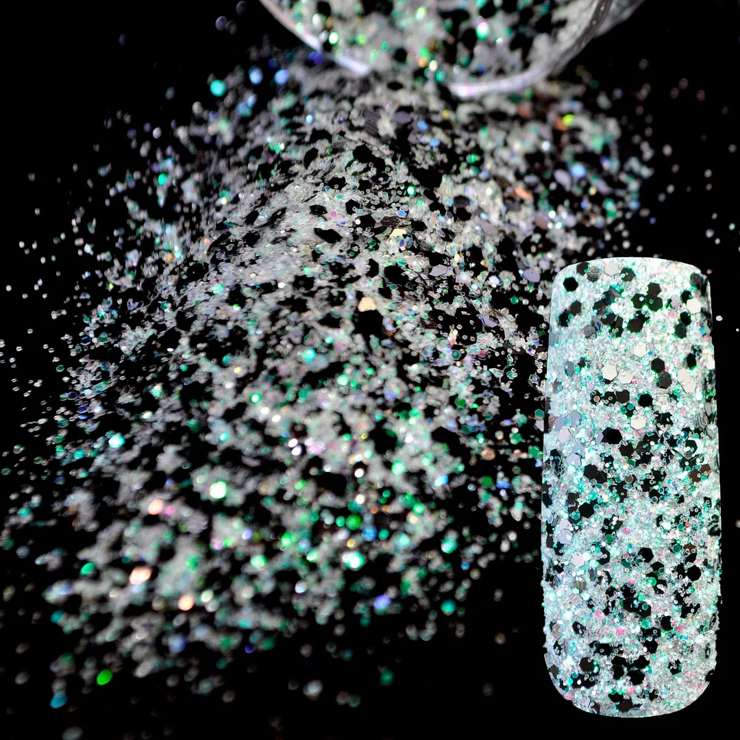 Snow White Glitter Nail Art Tool DIY Glitter Mix Manicure 3D Powder Small Pentagon Sequins Nail Supplies Decoration 270-Nail Inspo