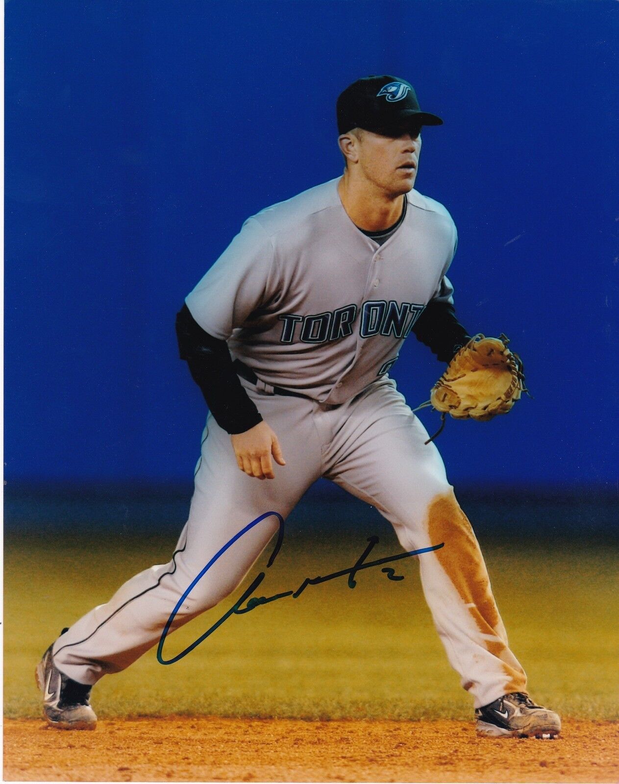 AARON HILL TORONTO BLUE JAYS ACTION SIGNED 8x10