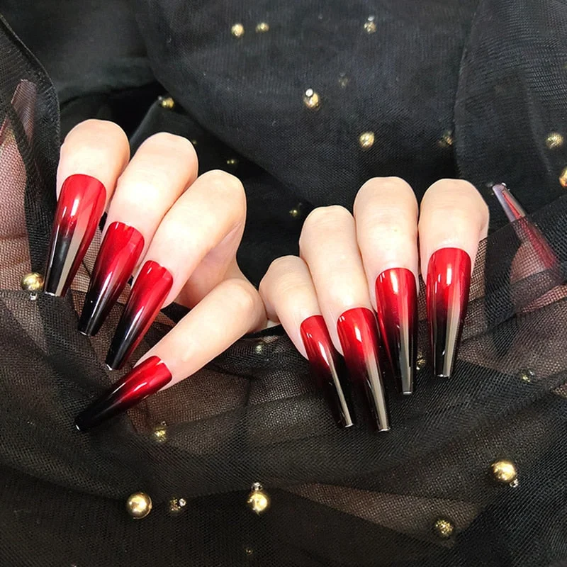 24pcs/set Press on Nail Tips Acrylic 10 Sizes Flower Design Fake Nails Art Full Cover French False Nail Art Tips Artifical Nails-Nail Inspo