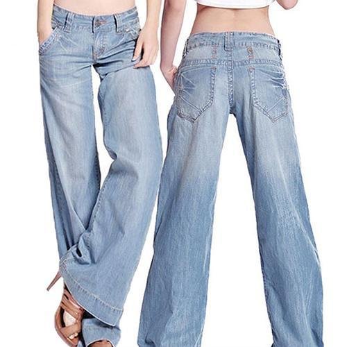 Women's Fashion Slim Long Section Casual Pants Temperament Casual Comfortable Trousers Vintage Wide-legged perfect Loose Jeans